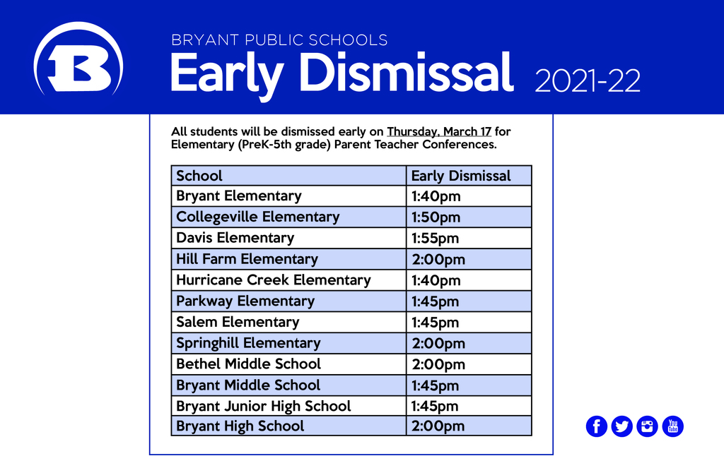 Early Dismissal Schedule