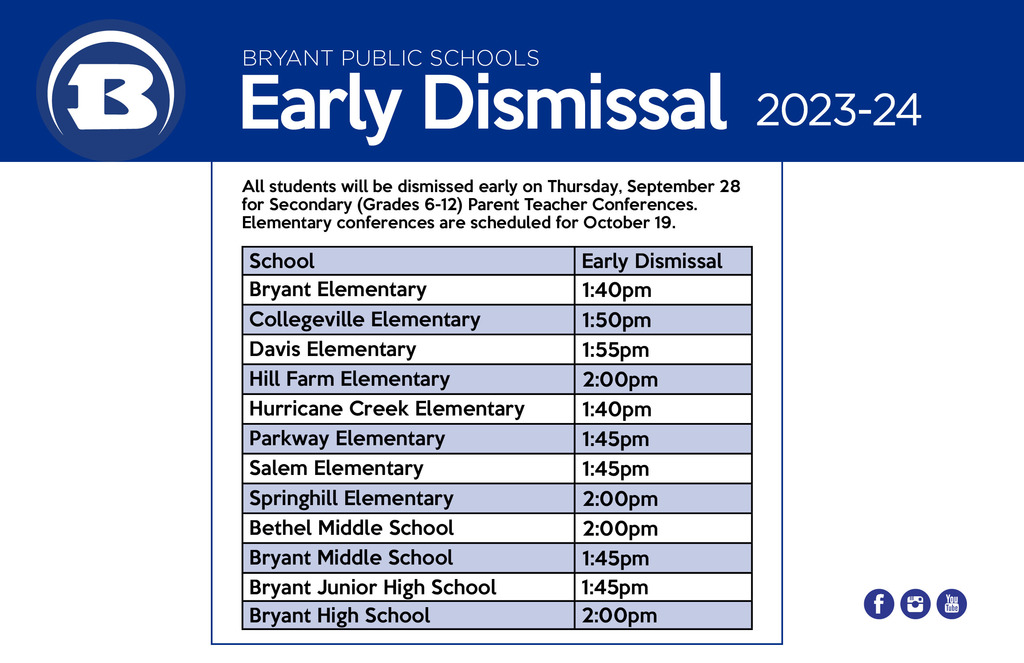 Early Dismissal and Parent Teacher Conferences
