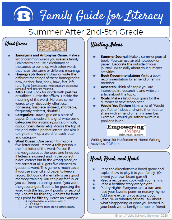Summer Literacy Guide