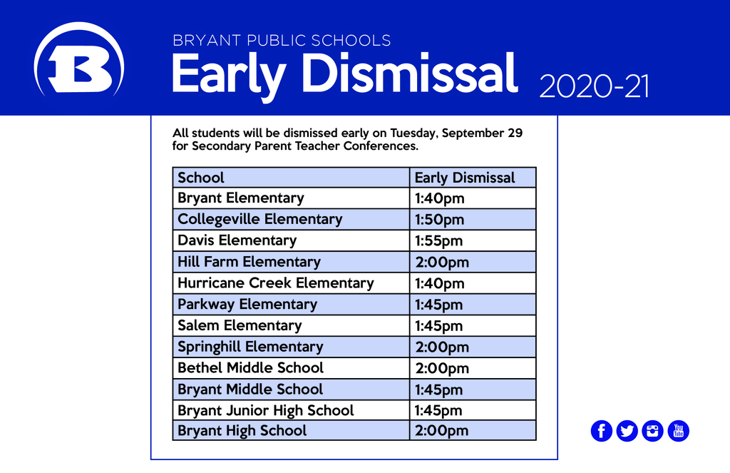 Early Dismissal Schedule